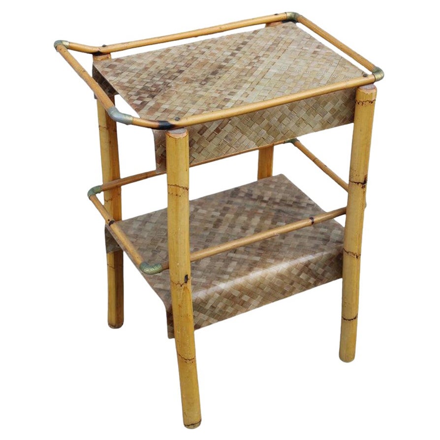 Mesa de bar de bambú y lucita Diseño italiano años 70  Latón
