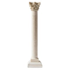Corinthian Column Candleholder 'Set of 2' Compressed Marble Powder Statue