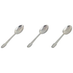 Vintage Georg Jensen Beaded. Three dinner spoons in sterling silver.