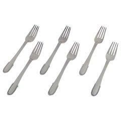 Vintage Georg Jensen Beaded. Set of six lunch forks in sterling silver. 1933-1944