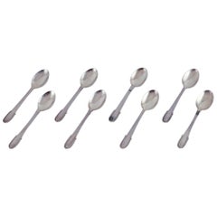 Georg Jensen Beaded. Set of eight teaspoons in sterling silver. 