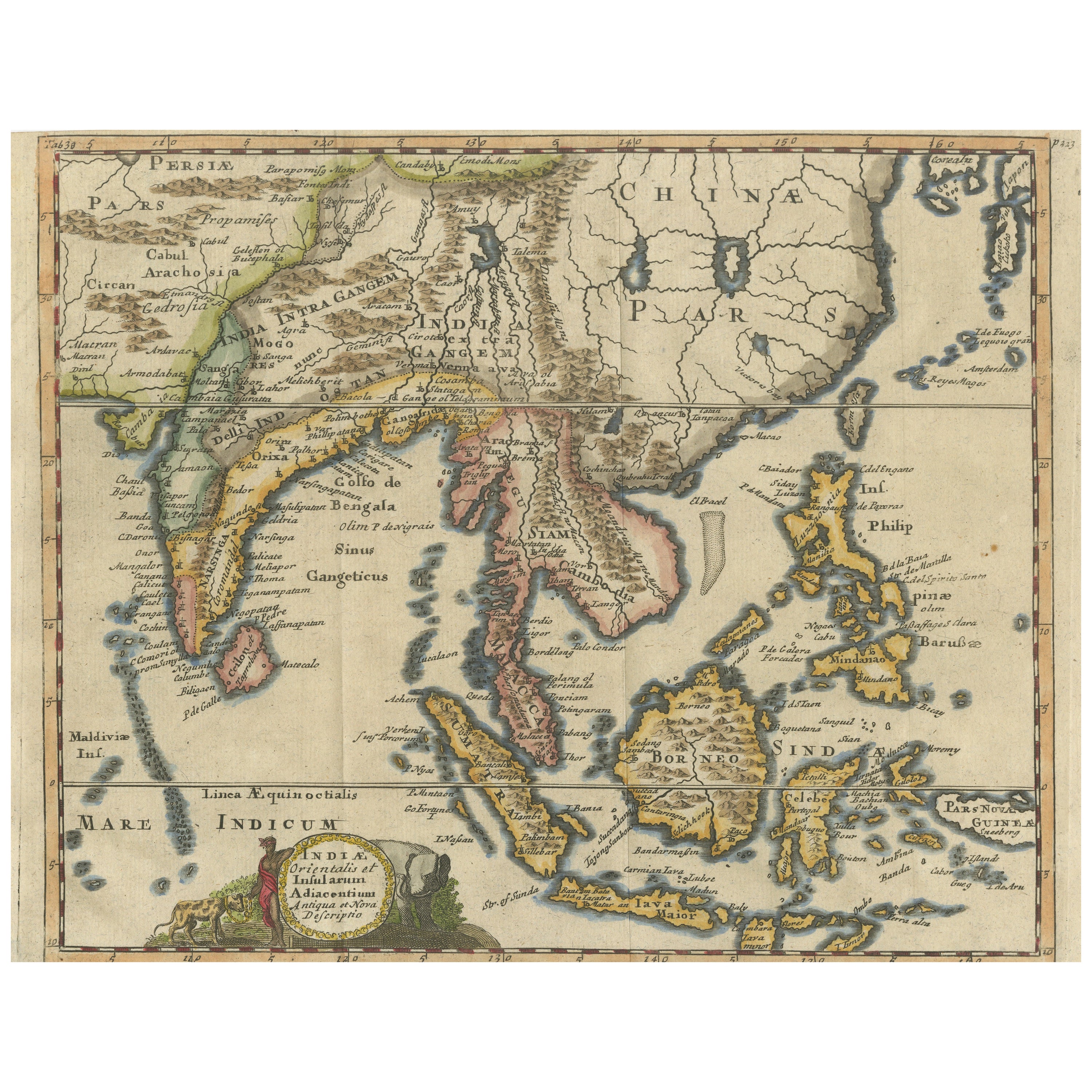 Antique Map of Southeast Asia, China, Philippines and India For Sale