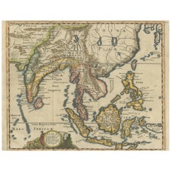 Antique Map of Southeast Asia, China, Philippines and India