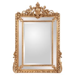 Antique 19th century French Gold Gilt Louis XVI Seize Empire Parecloses Mirror