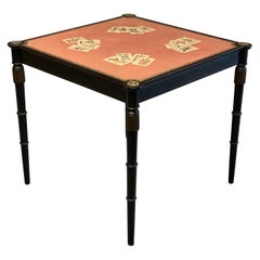 Belle Epoque Black Lacquer and Ormolu Needlepoint Card Table