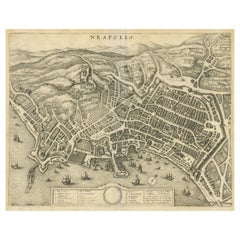 Vintage Bird's-Eye View of the City of Naples in Italy