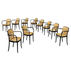 Italian wood and Vienna straw Praga chairs by Josef Hoffmann for Ligna, 1970s