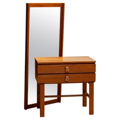 Swedish Teak Hall Set / Chest With Matching Mirror "Charmant Series" By Fröseke