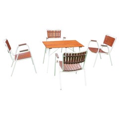 Vintage Midcentury Danish Garden Set by Daneline Stacking chairs and Folding table