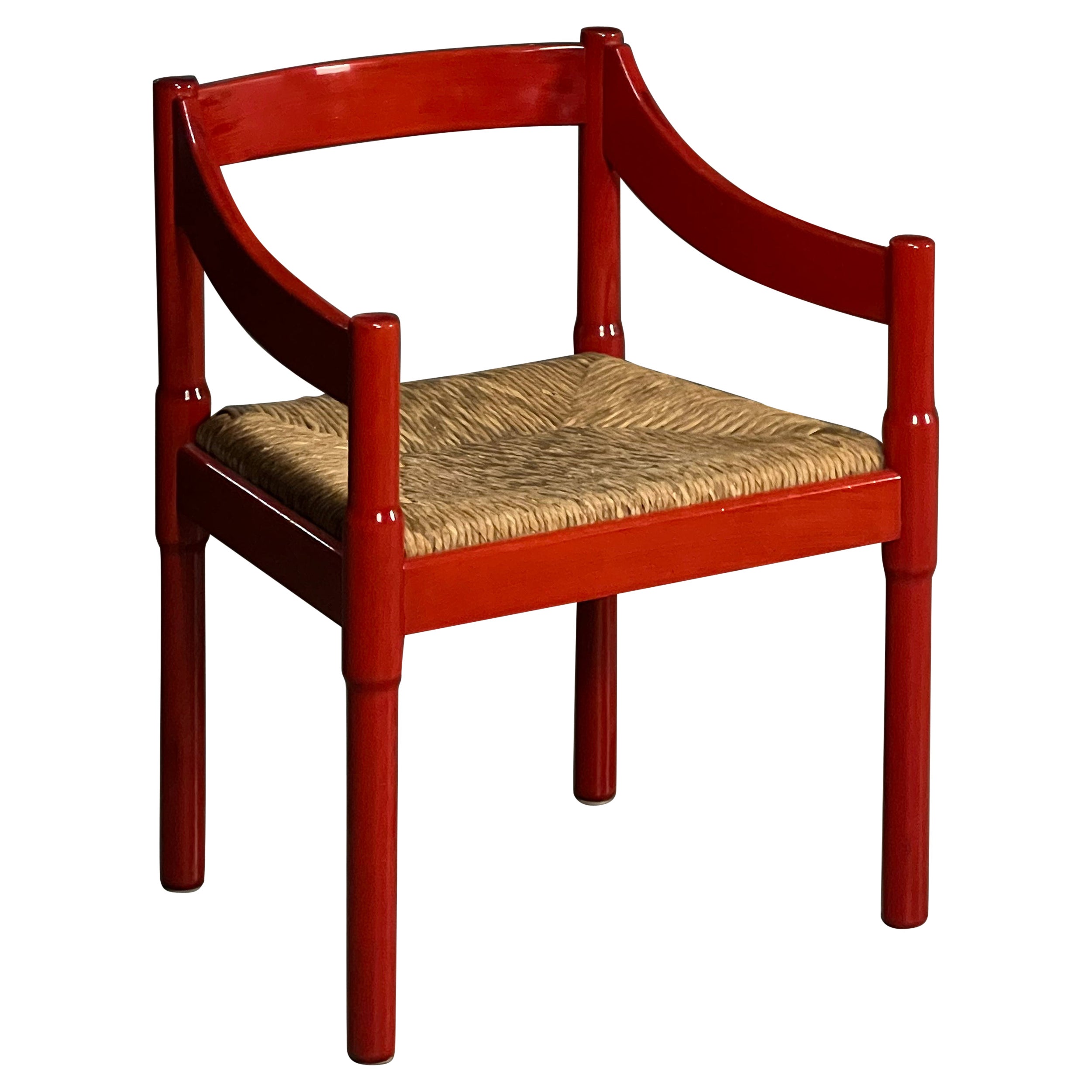 Red Carimate Chair by Vico Magistretti, Italy 1960s For Sale