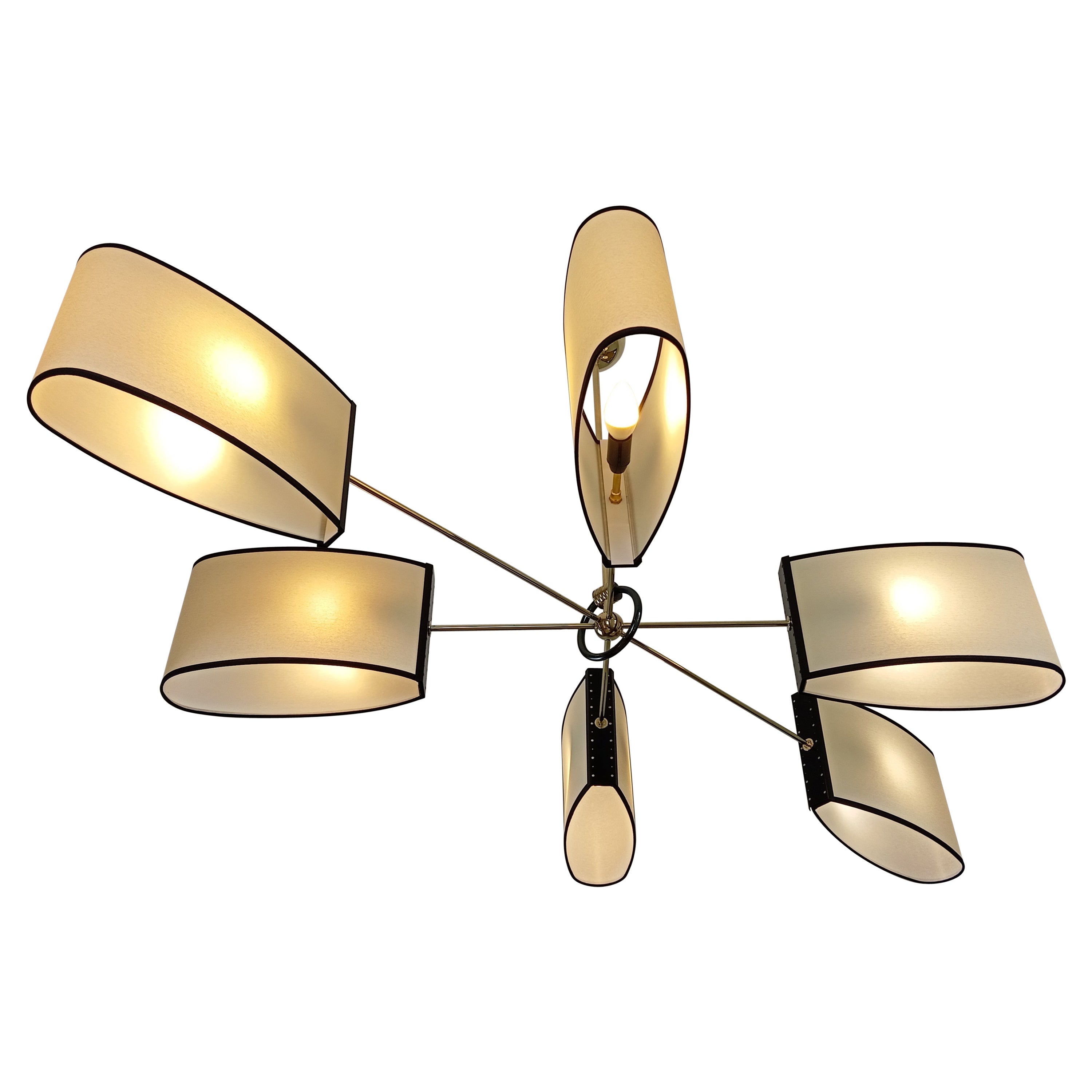 6-light chandelier Maison Lunel circa 1950