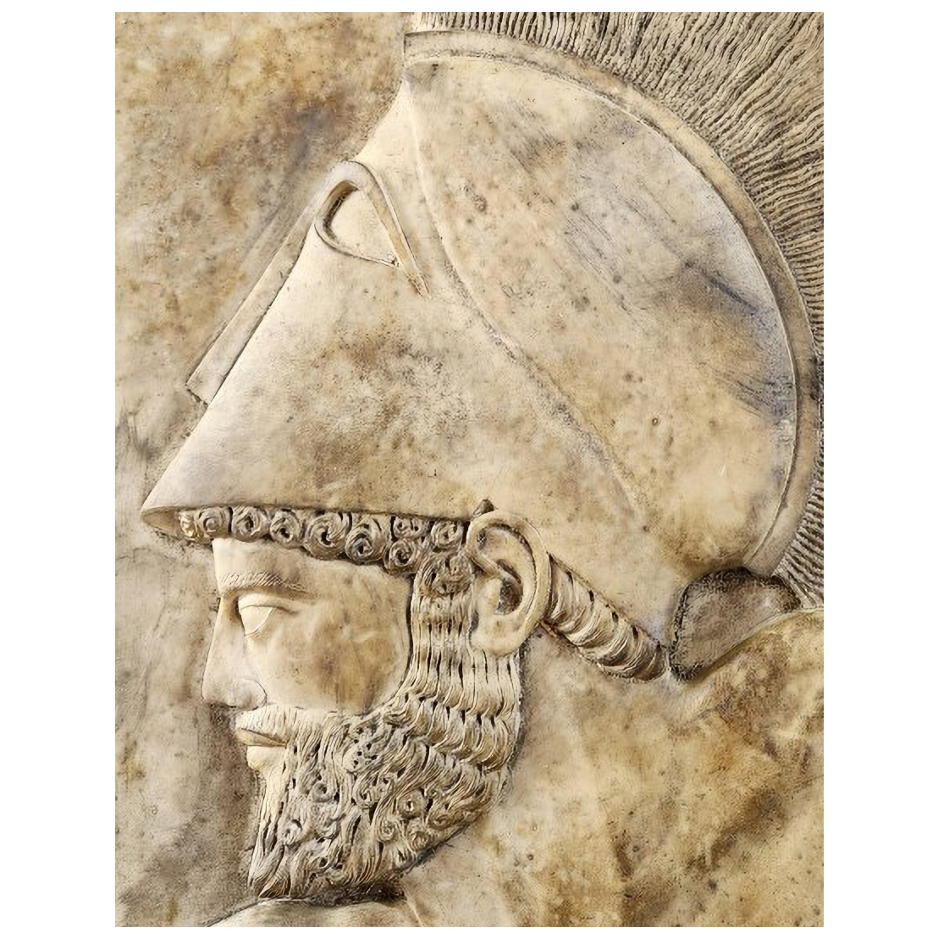 AMAZING "ACHILLES " - BAS-RELIEF IN CARRARA MARBLE early 20th Century For Sale