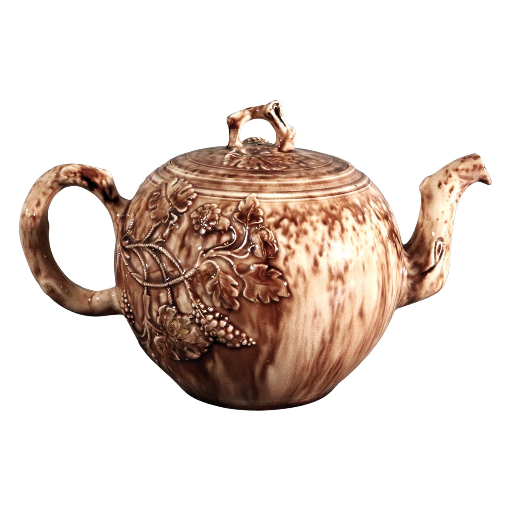 Gran tetera y tapa de caparazón de tortuga del siglo XVIII, tipo Whieldon