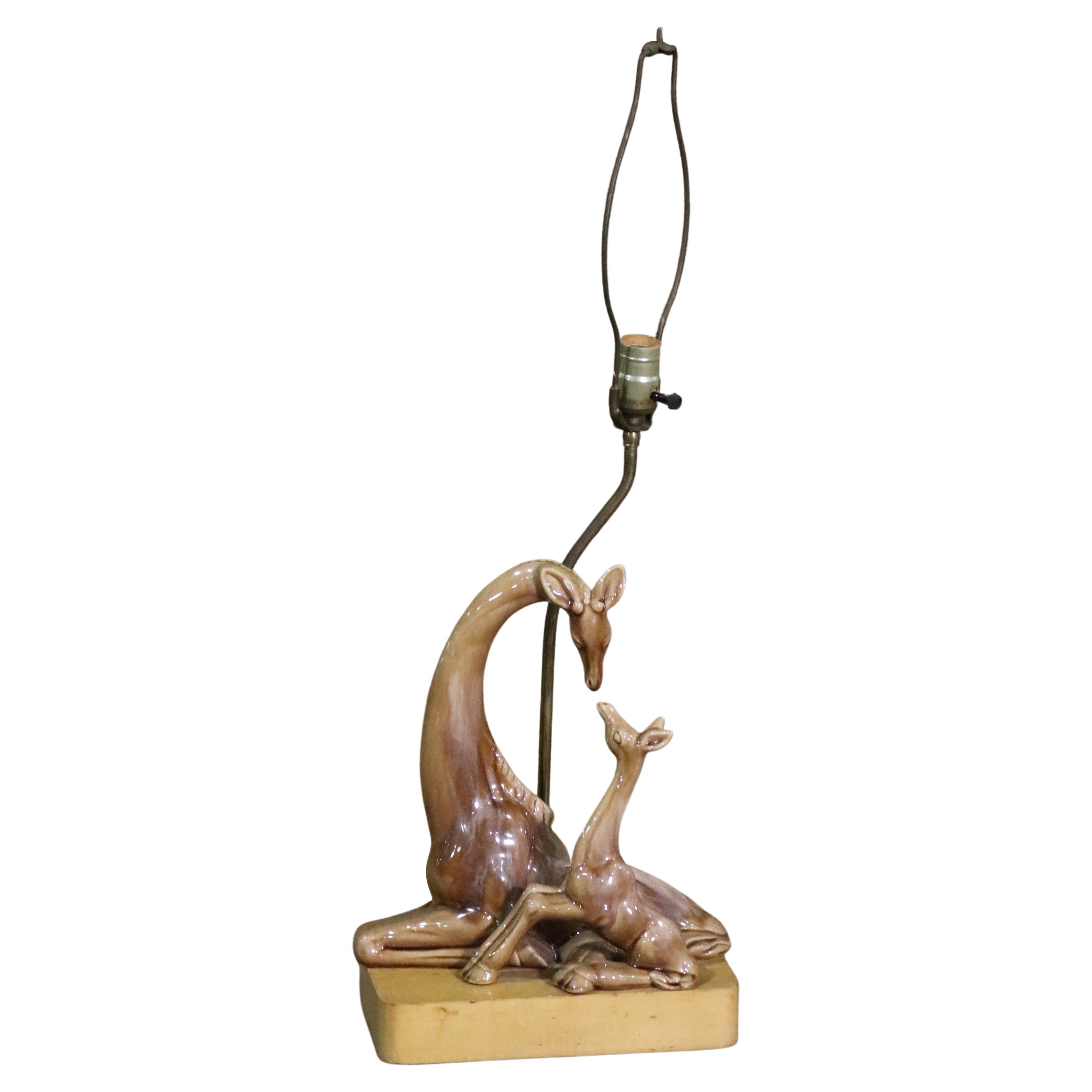 Mother & Child Giraffe Lamp by Royal Haeger Pottery