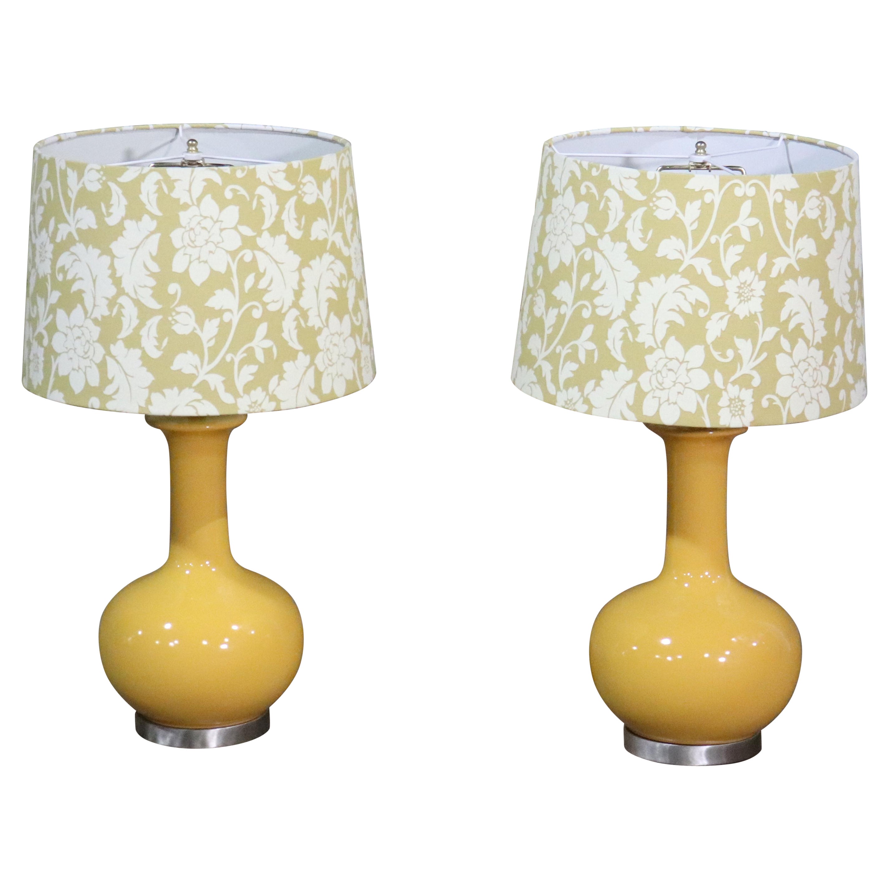 Pair of Yellow Table Lamps For Sale