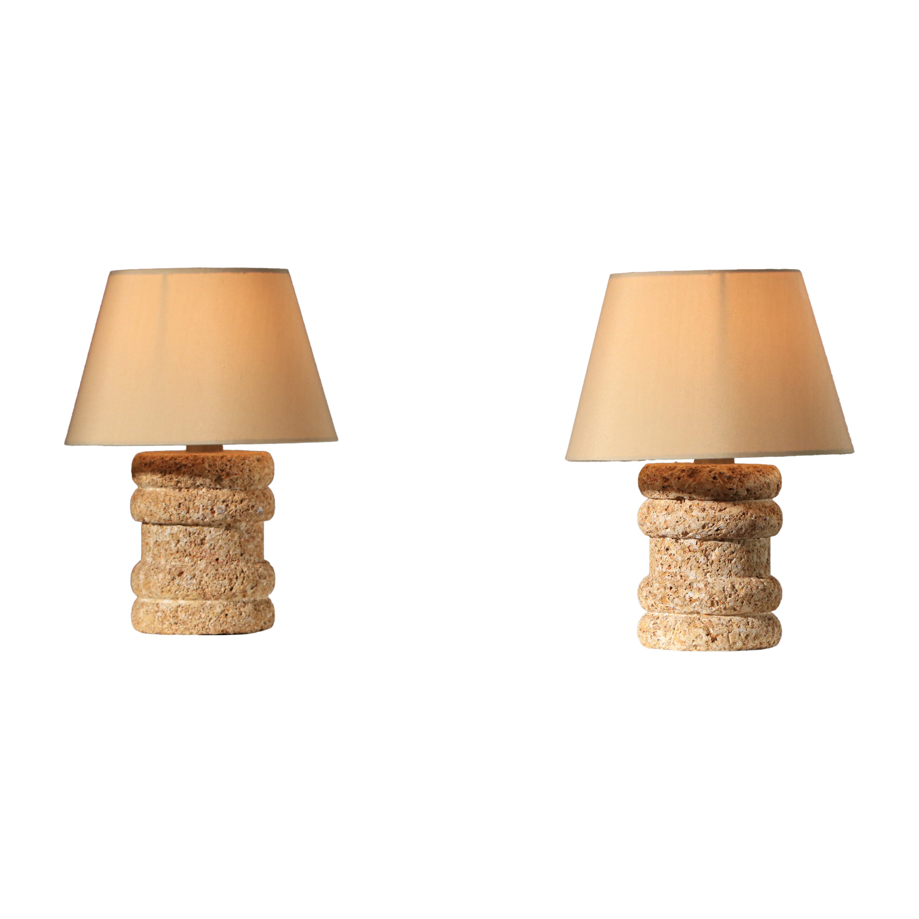 pair of Provencal stone bedside lamps in the Albert Tormos style