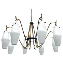 Vintage Mid-Century Large 8 arms Arredoluce manner chandelier. Italy 1950s