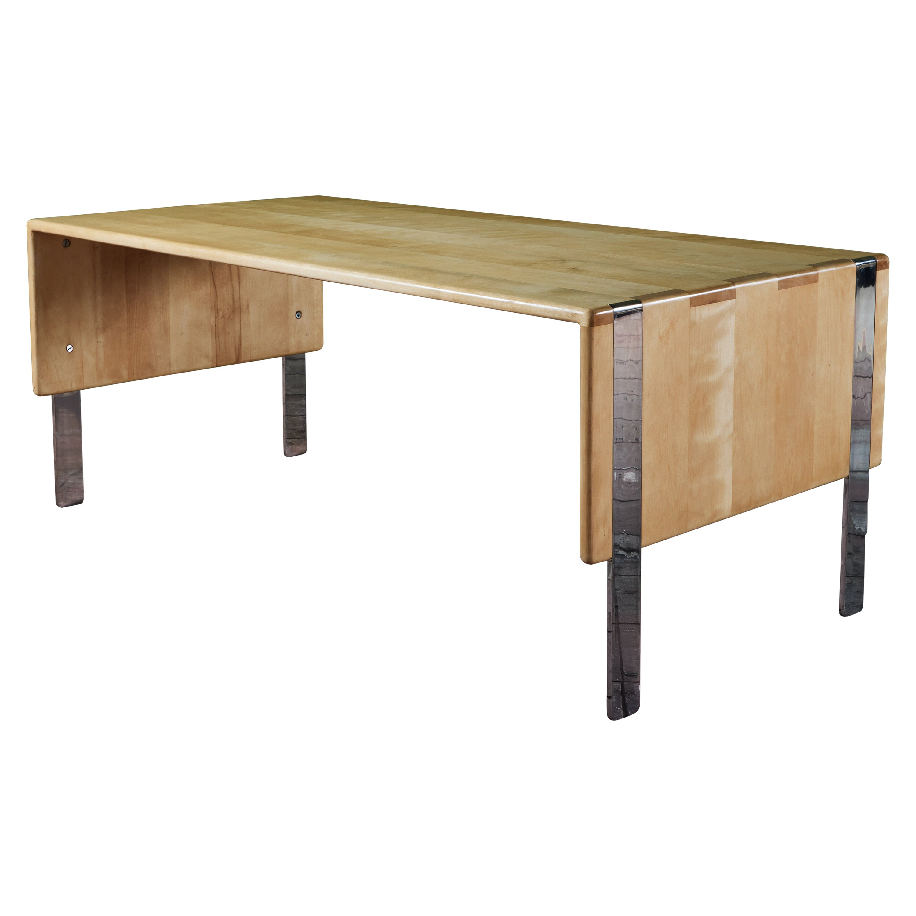 Gerald McCabe Maple and Chrome Desk or Table For Sale