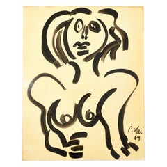 Quadro di Peter Keil, Nudo di donna su carta, Germania, A.I.C. 1964, Senza cornice, firmato