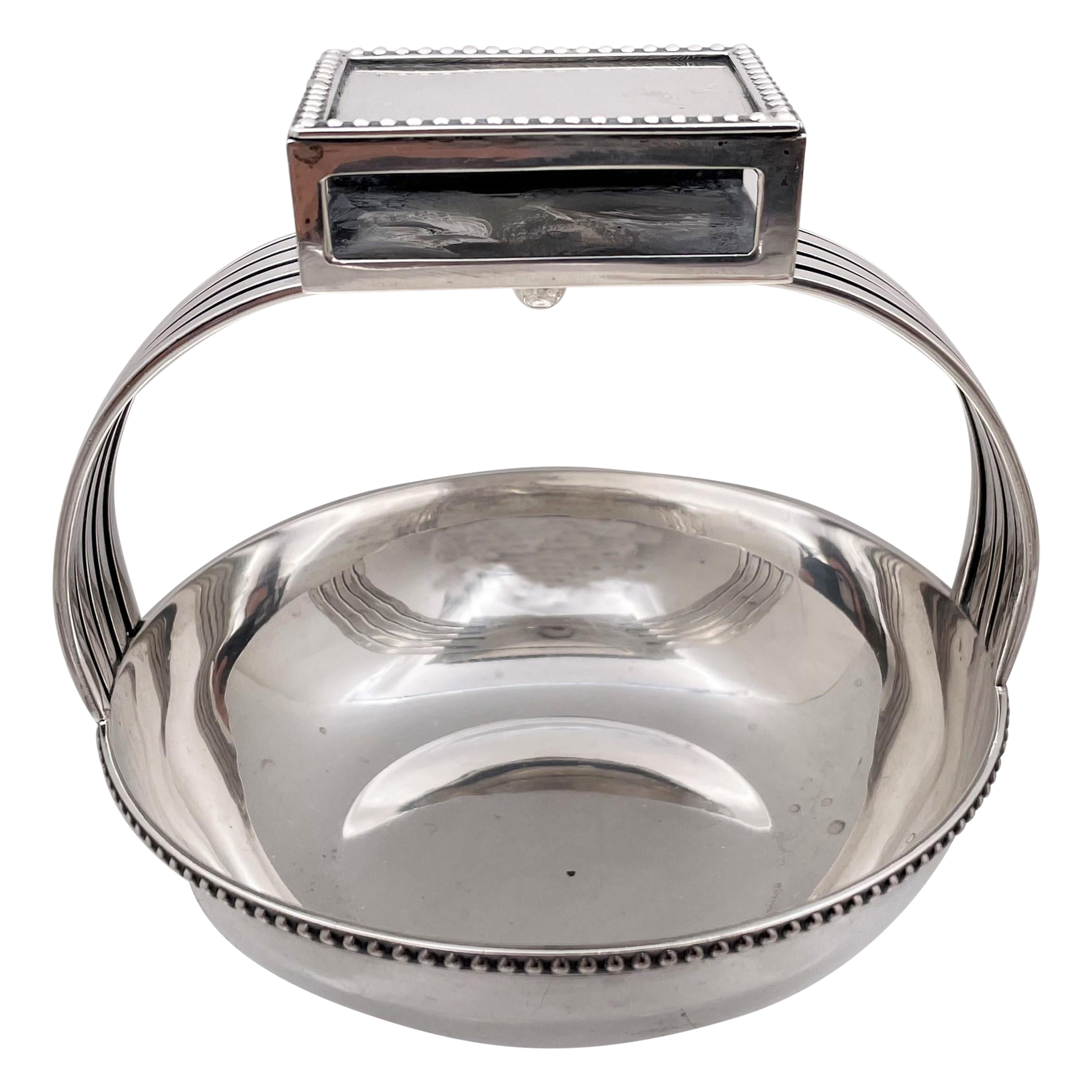 Faraone Italian Silver Ashtray and Matchbox in Mid-Century Modern Style For Sale