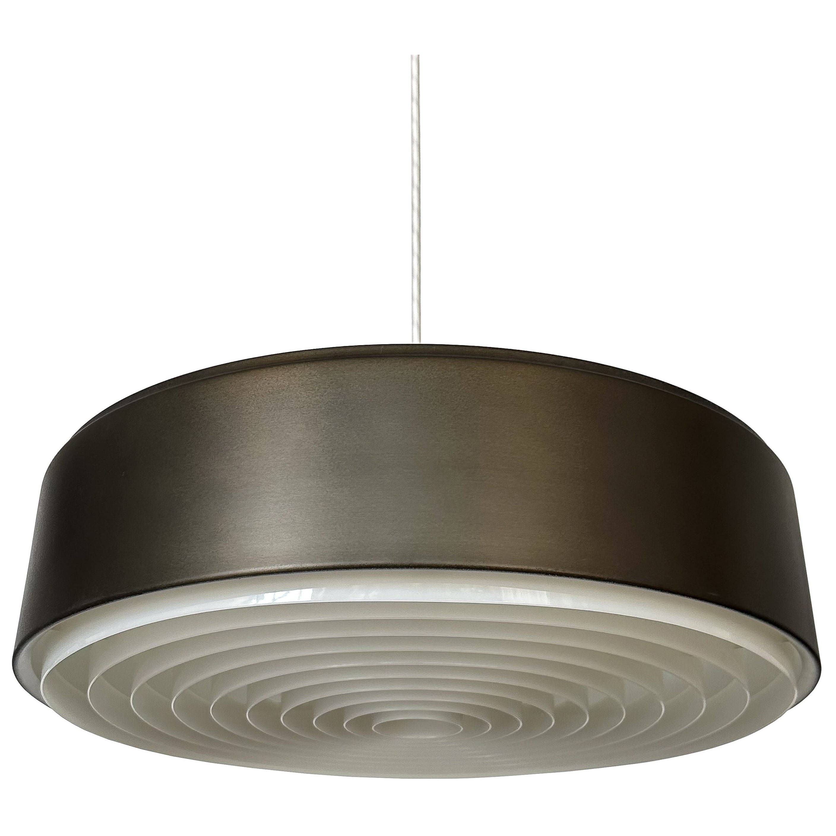 Lampe suspendue cylindrique en bronze de Sven Middelboe pour Nordisk Solar