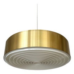 Lampada a sospensione cilindrica in ottone di Sven Middelboe per Nordisk Solar