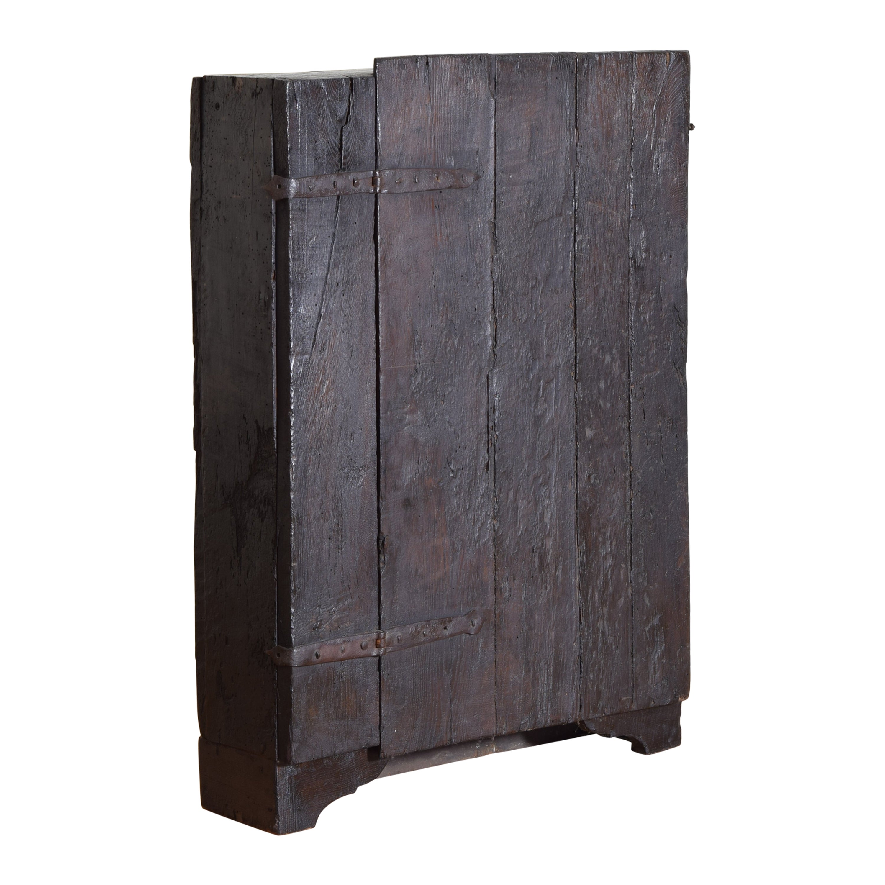 Italian Late Baroque Ebonized Oak 1-Door Footed Cabinet, early 18th cen. & later For Sale