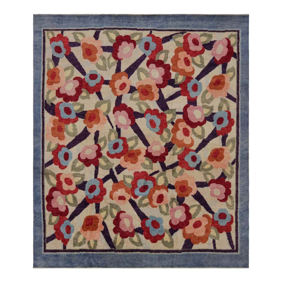 Rug and Kilim’s French Style Art Deco rug in Polychromatic Floral ...