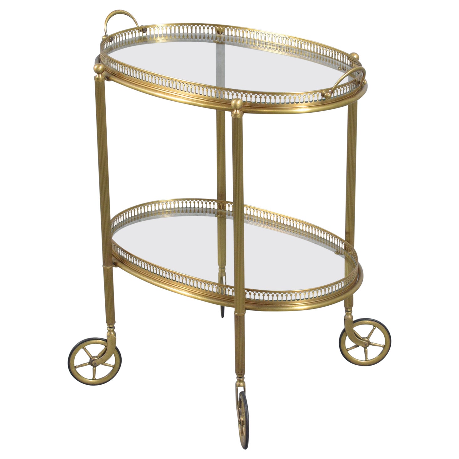 1960s Brass Bar Cart: Mid-Century Elegance Restored For Sale