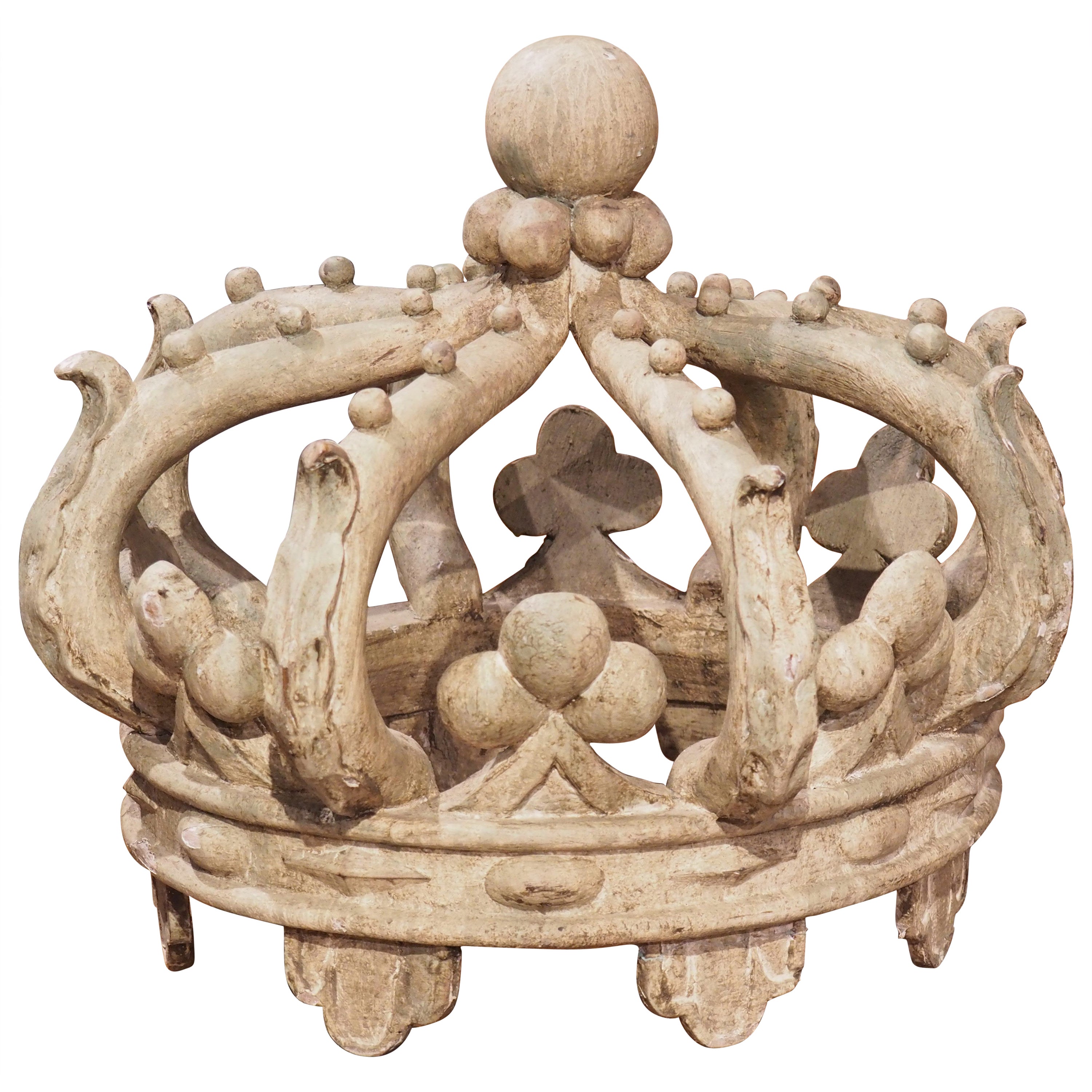 Decorative Italian Carved and Painted Wooden Corona Crown, 1950s