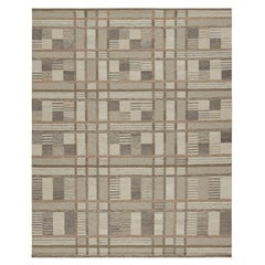 Rug & Kilim's Teppich im skandinavischen Stil mit grauen und weißen geometrischen Mustern