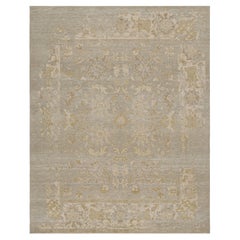 Rug & Kilim’s Oushak Style Rug in Grey, Beige & Gold Floral Pattern