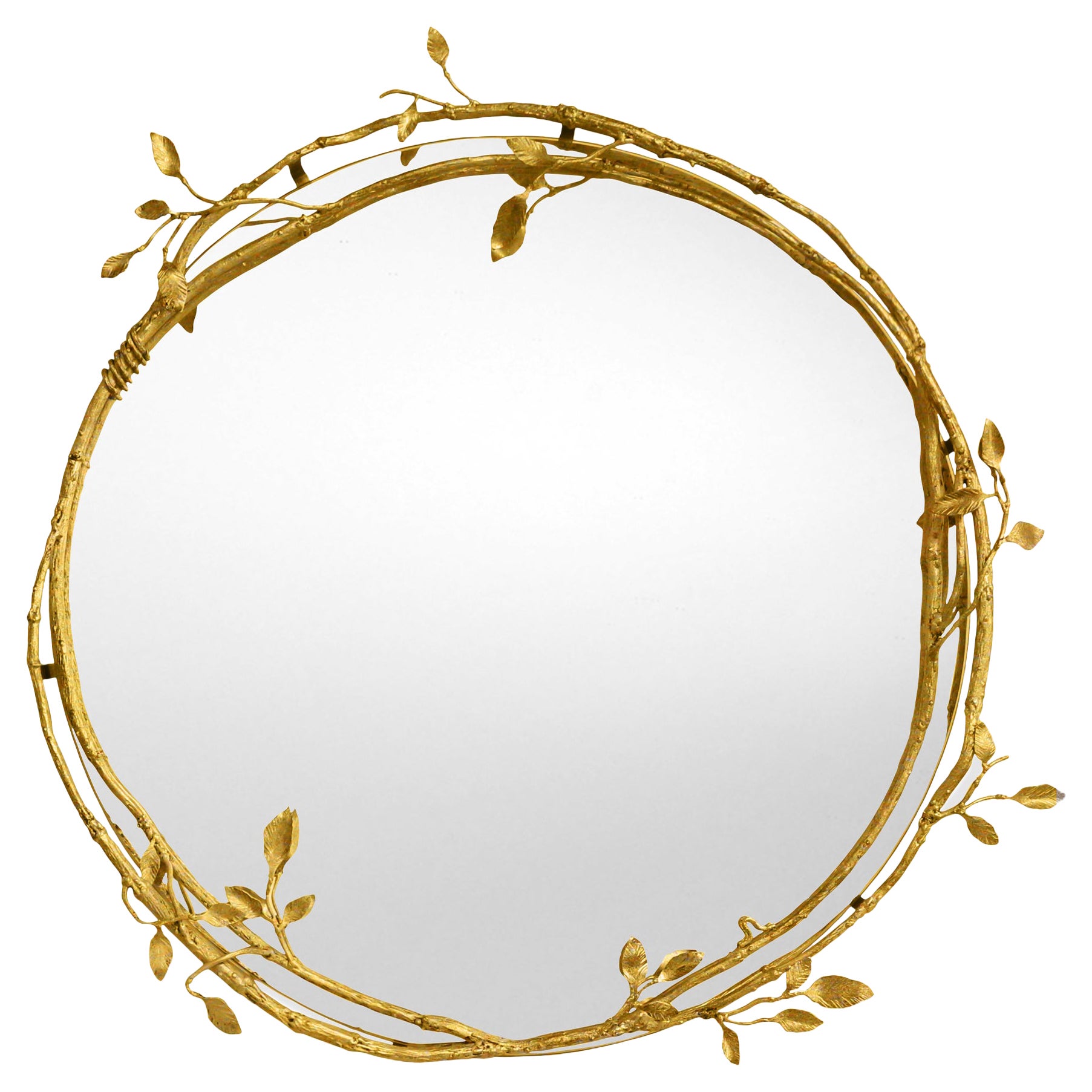 Lennox Vine and Leaf Wall Mirror in Brilliant Gold For Sale
