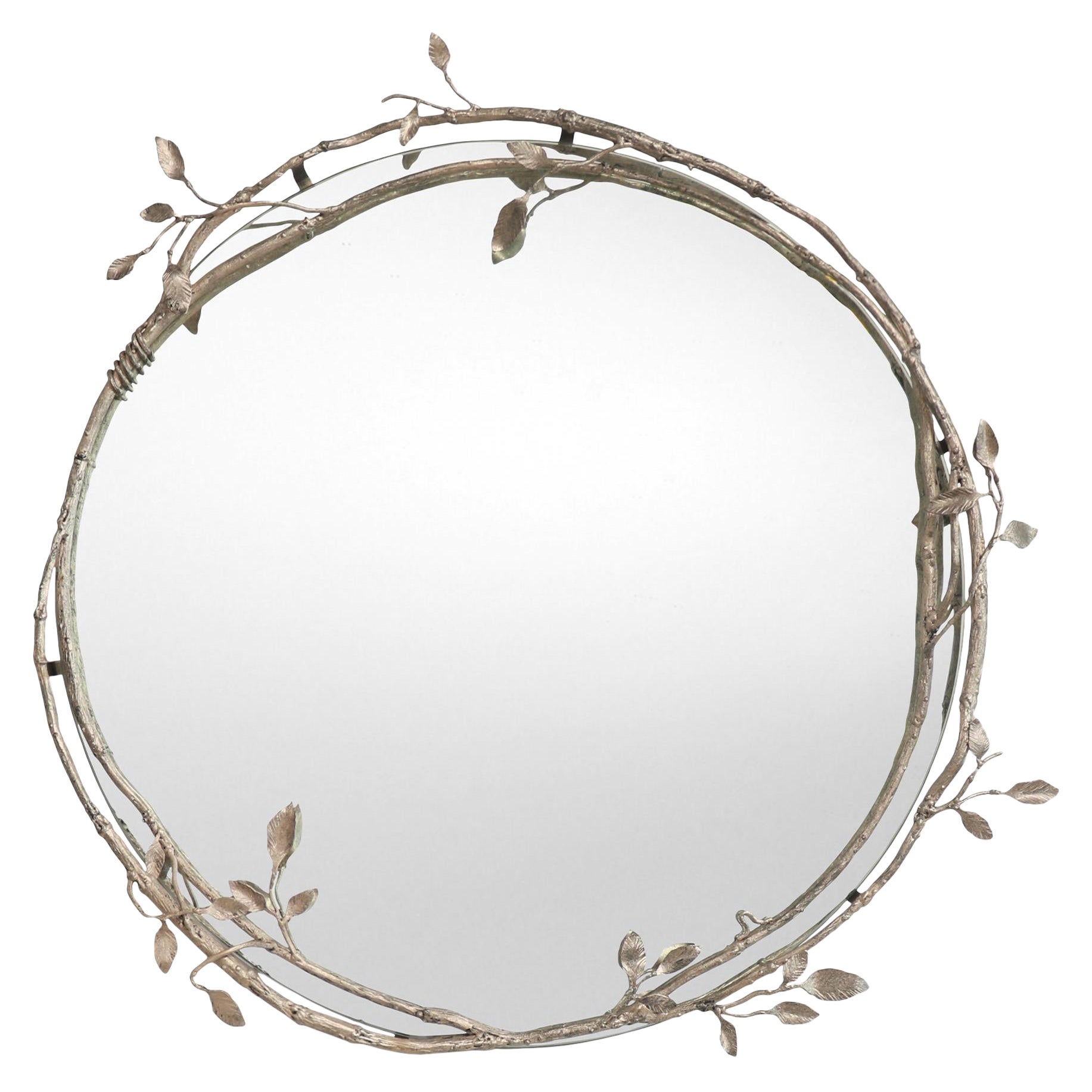 Lennox Vine and Leaf Wandspiegel in Aged Silver im Angebot