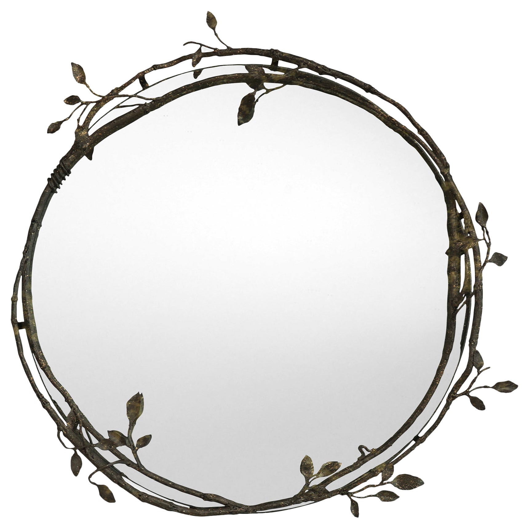 Lennox Vine and Leaf Wall Mirror in Gold Rubbed Black For Sale