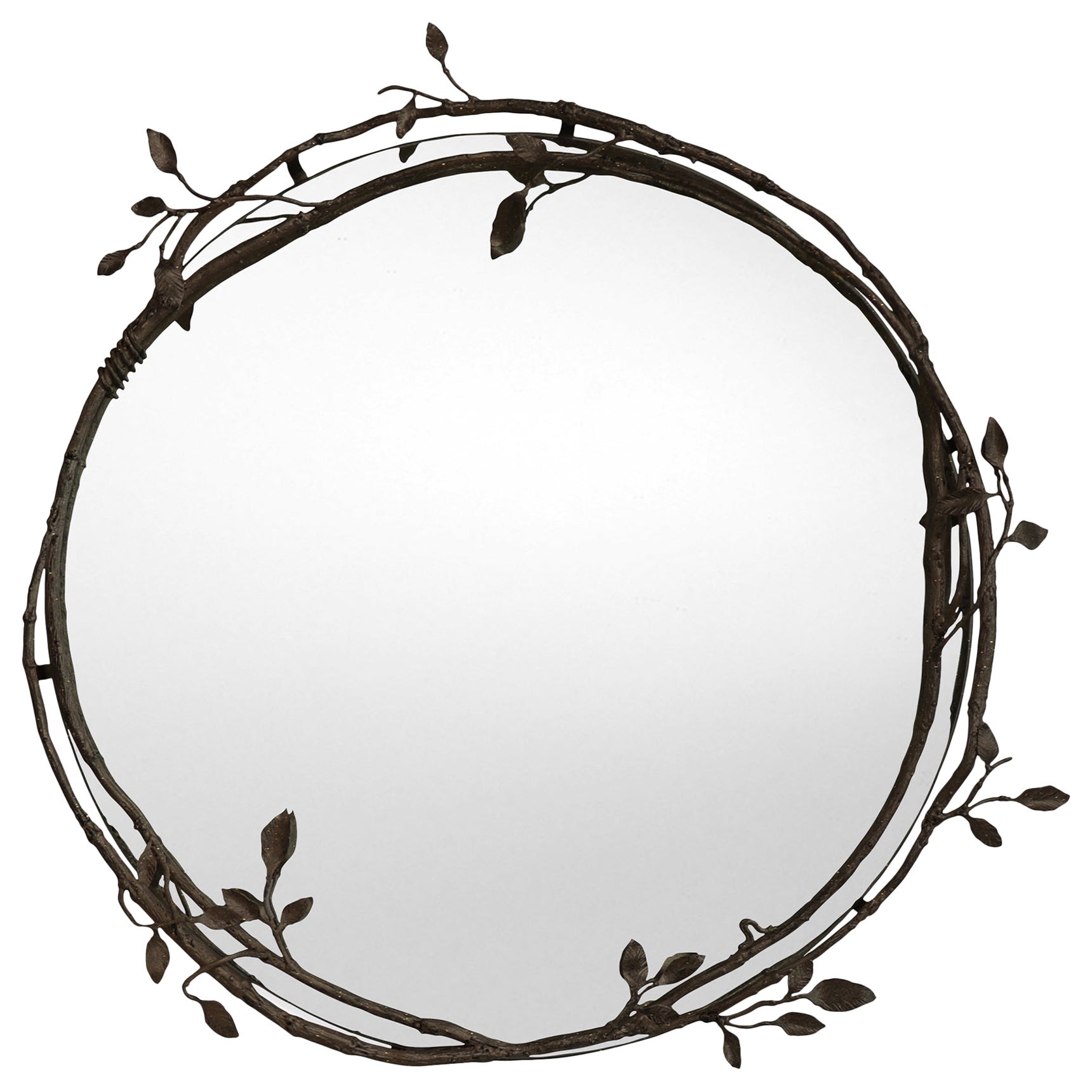 Lennox Vine and Leaf Wall Mirror in Warm Black For Sale