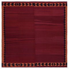 Kilim tribal afghan vintage avec un champ ouvert rouge et une bordure orange par Rug & Kilim