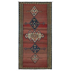 Kilim tribal afghan vintage en rouge avec motifs polychromes par Rug & Kilim