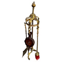 Set d'outils de cheminée français en laiton, 6 pièces, Antiquities