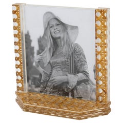 Lucite and Wicker Picture Frame, circa 1970