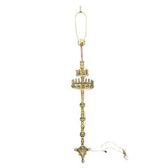 Antique Early 20th Century 27-Light Gothic Cast Brass Floor Lamp Candelabra Torchere 
