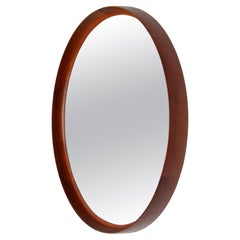 Vintage  Uno and Osten Kristiansson for Luxus Vittsjö, Sweden Round Teak Wall Mirror 