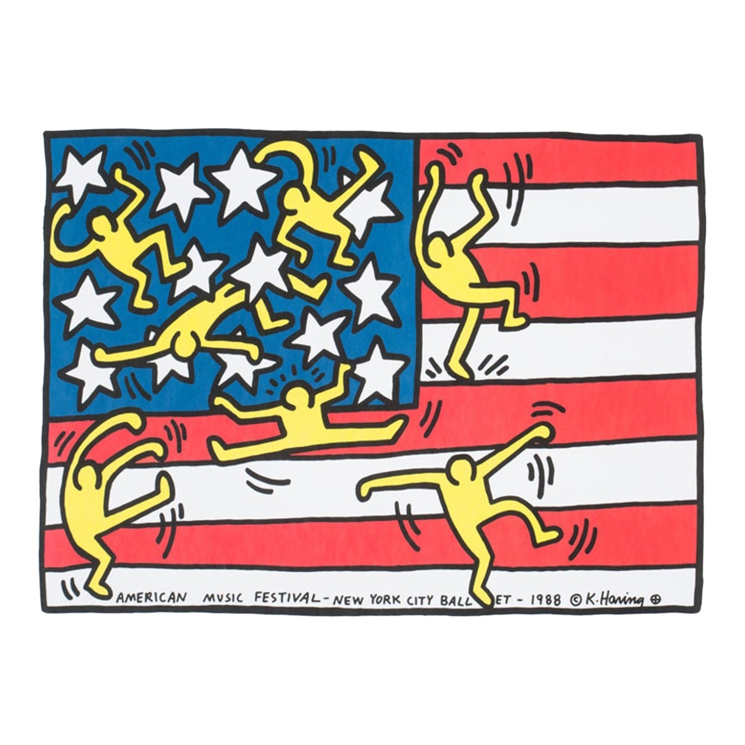 Affiche vintage originale Keith Haring - American Music Festival - NYC Ballet 1988