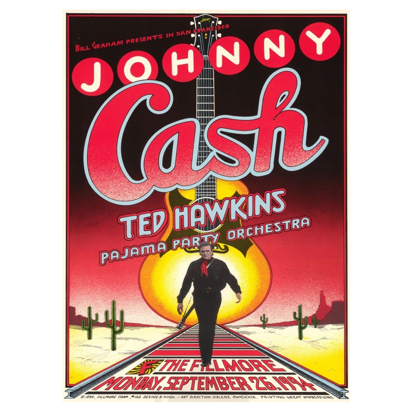 1994 Johnny Cash - The Fillmore Original Vintage-Poster, Johnny Cash im Angebot