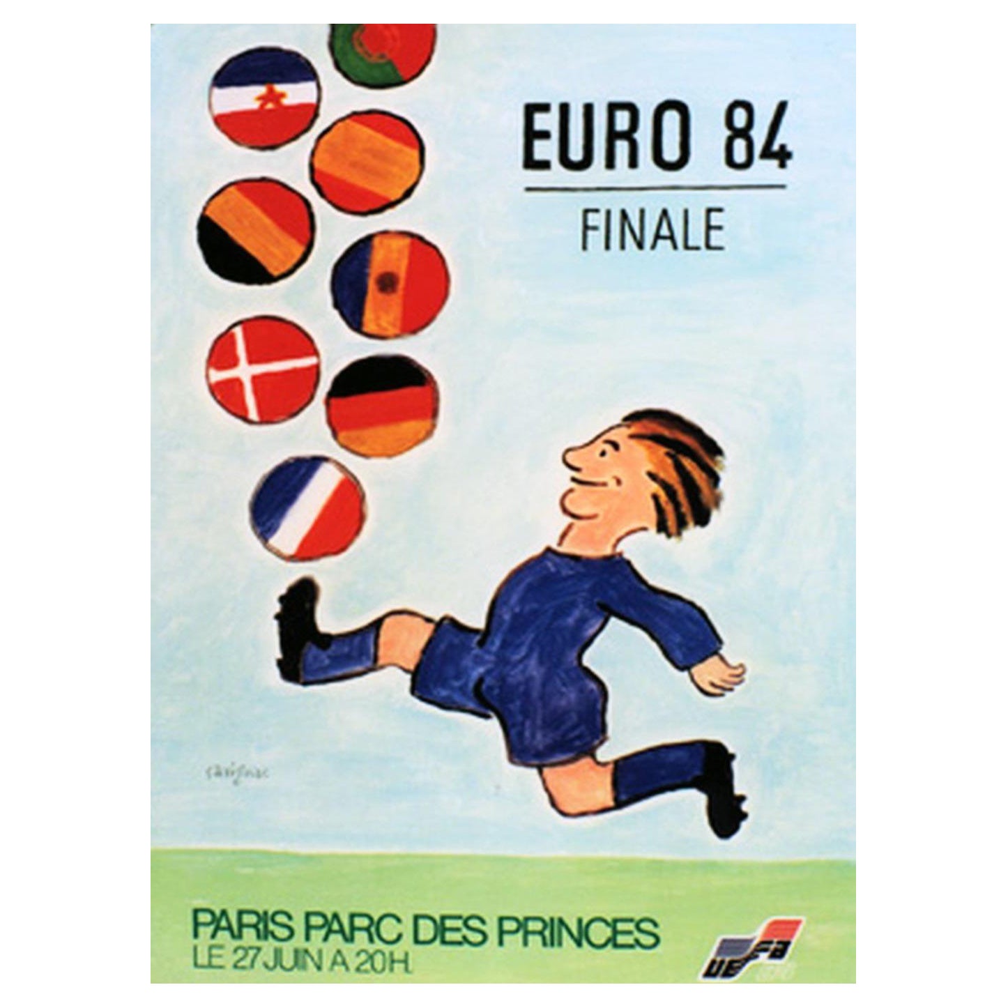 Affiche rétro originale Euro 84, finale, 1984