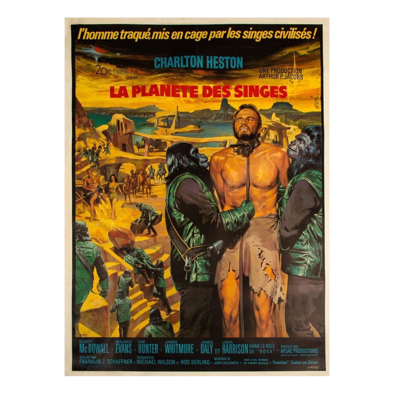 1968 Planet of the Apes (français) Original Vintage Poster