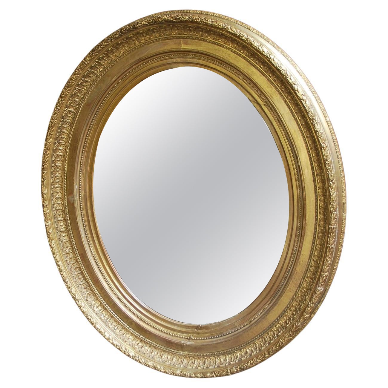 Large Antique Oval Gilded Mirror