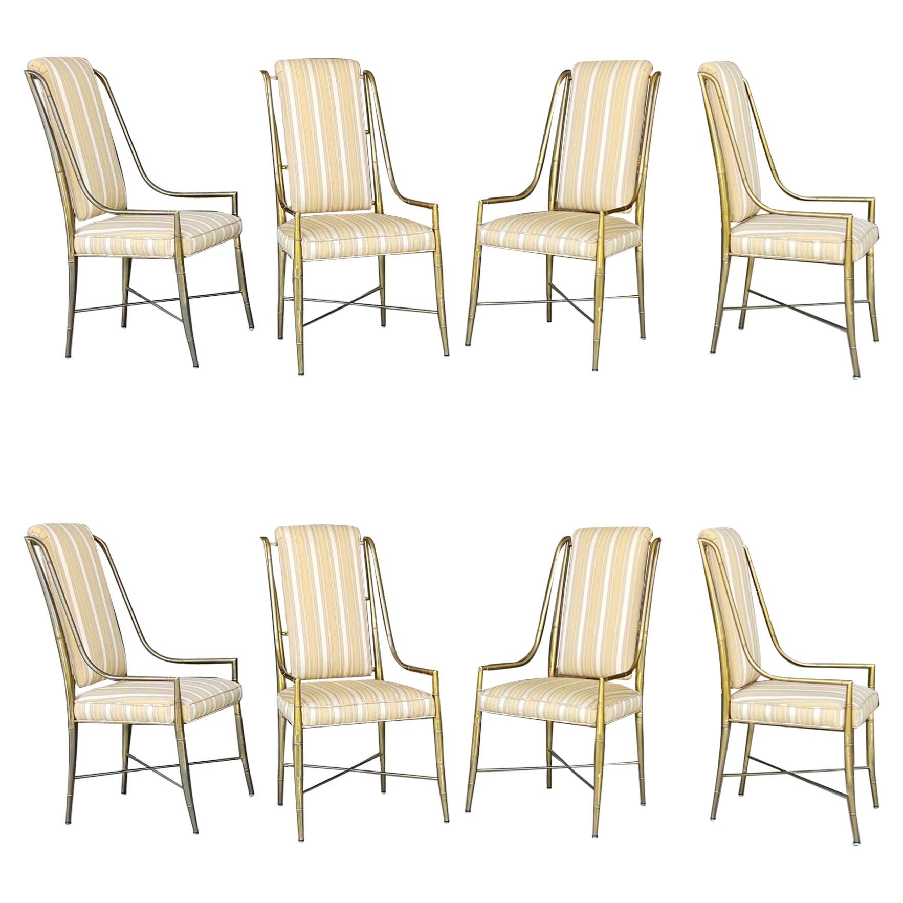 8 Mastercraft Weiman  Warren Lloyd Brass Dining Chairs