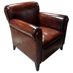 Our Signature Leather Edward Cigar Armchair in Hand Dyed Tobacco with Patina