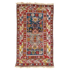 3.2x5.5 Ft Antique Caucasian Shirvan Bidjov Rug, Ca 1880